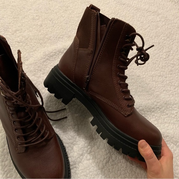 Aldo  Burgundy Combat Boots - Picture 11 of 12